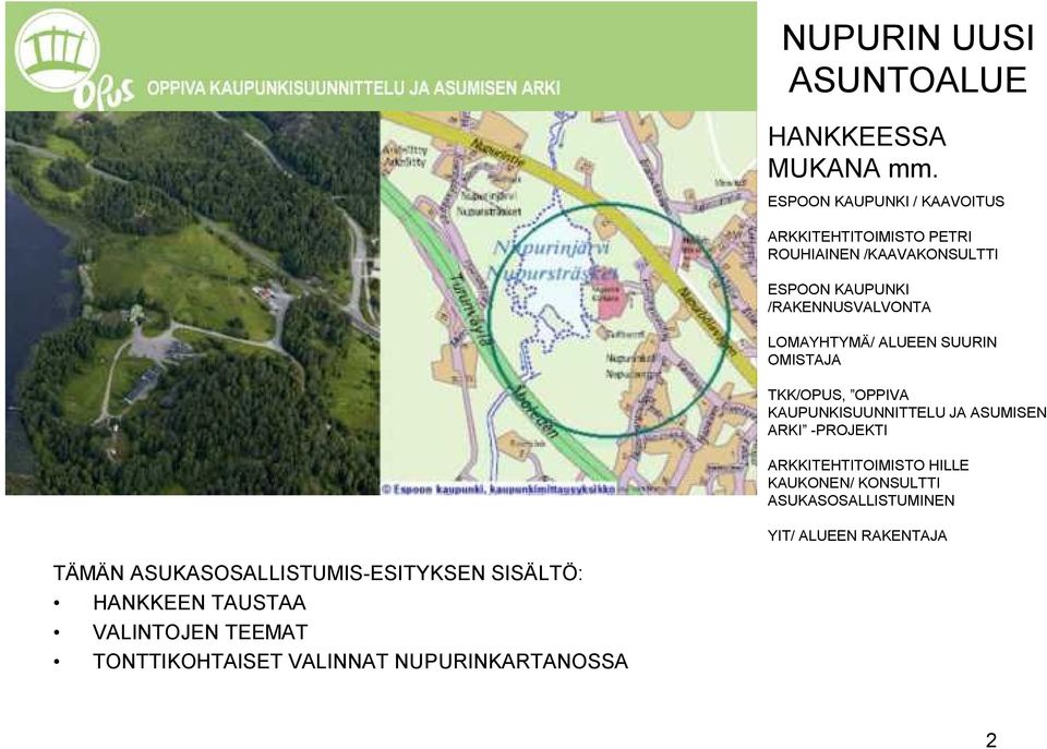 LMAYHTYMÄ/ ALUEEN SUURIN MISTAJA TKK/PUS, PPIVA KAUPUNKISUUNNITTELU JA ASUMISEN ARKI PRJEKTI ARKKITEHTITIMIST