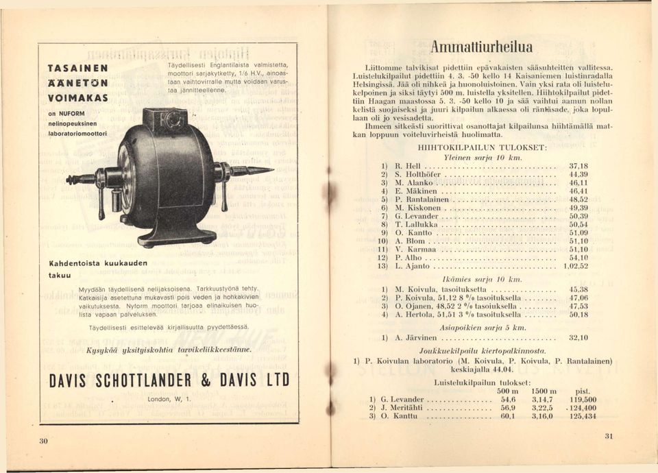 Täydellisesti esittelevää kirjallisuutta pyydettäessä. Kysykää yksityiskohtia tarvikeiiikkeestäime. DAVIS SCHOTTLANDER & DAVIS LTD London, W, 1. LiitlomiiH' l;tl\iki.