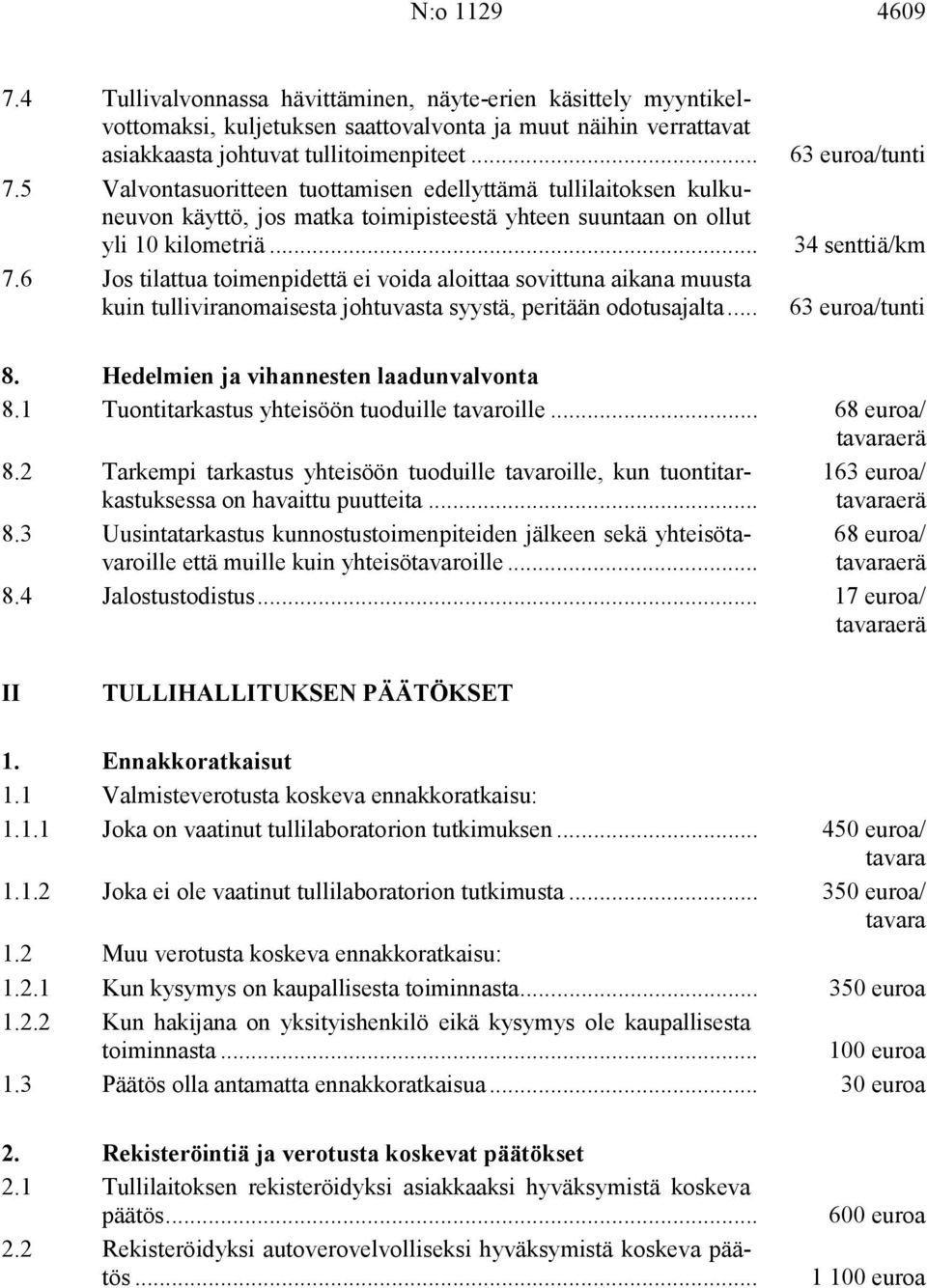 Hedelmien ja vihannesten laadunvalvonta 8.1 Tuontitarkastus yhteisöön tuoduille tavaroille... 68 euroa/ tavaraerä 8.