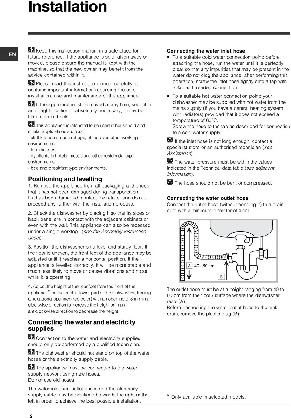 Please read this instruction manual carefully: it contains important information regarding the safe installation, use and maintenance of the appliance.