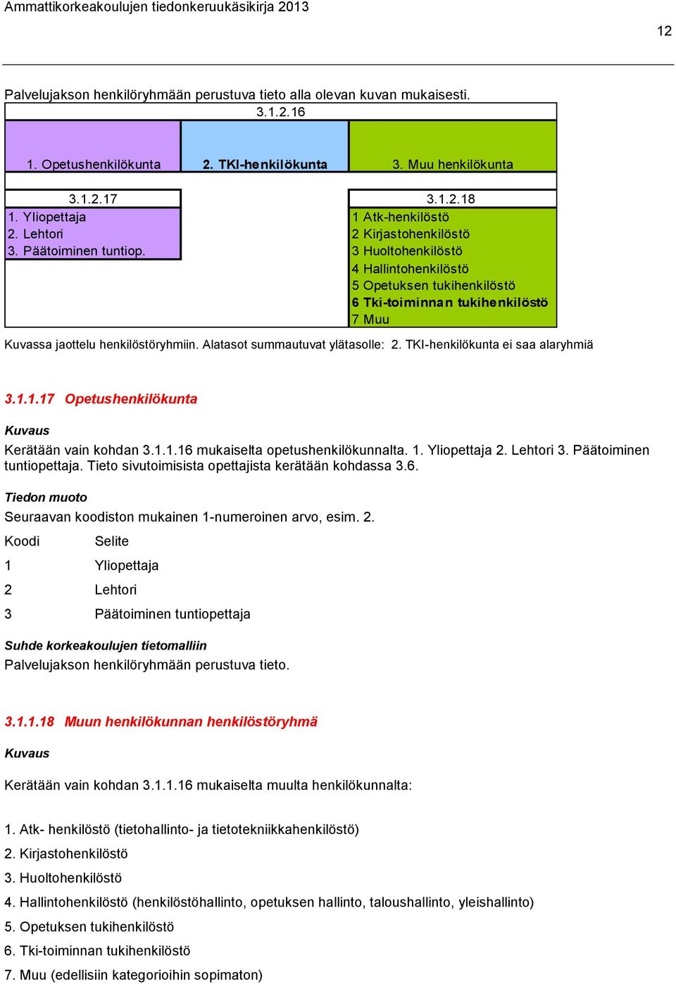 3 Huoltohenkilöstö 4 Hallintohenkilöstö 5 Opetuksen tukihenkilöstö 6 Tki-toiminnan tukihenkilöstö 7 Muu Kuvassa jaottelu henkilöstöryhmiin. Alatasot summautuvat ylätasolle: 2.