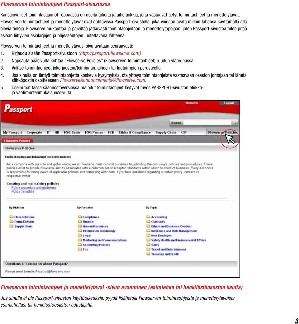 Flowserve mukauttaa ja päivittää jatkuvasti toimintaohjeitaan ja menettelytapojaan, joten Passport-sivustoa tulee pitää asiaan liittyvien asiakirjojen ja ohjesääntöjen luotettavana lähteenä.