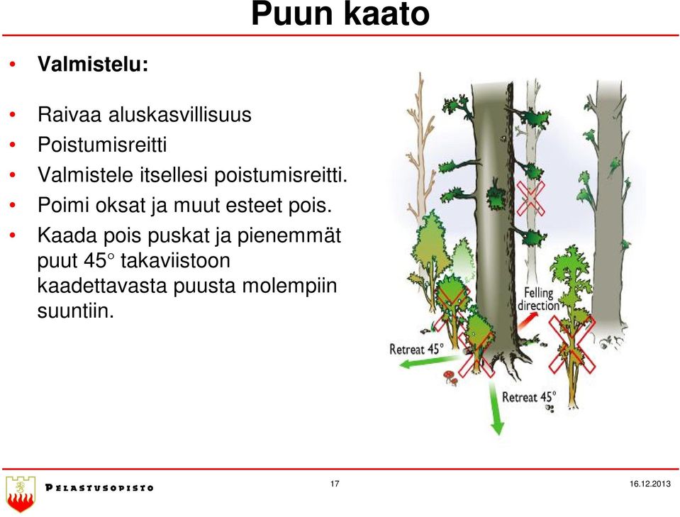 Poimi oksat ja muut esteet pois.