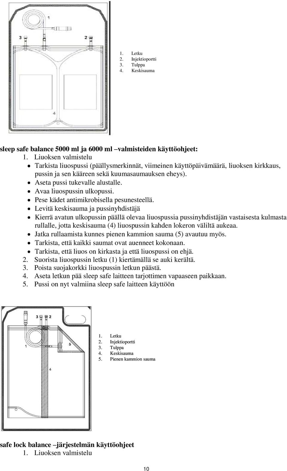 Avaa liuospussin ulkopussi. Pese kädet antimikrobisella pesunesteellä.