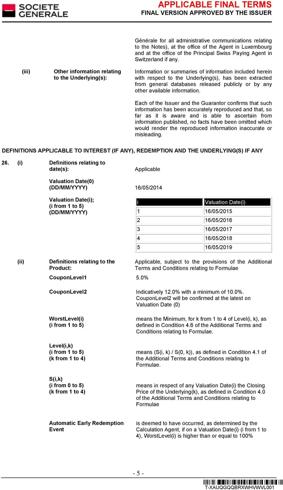 Information or summaries of information included herein with respect to the Underlying(s), has been extracted from general databases released publicly or by any other available information.