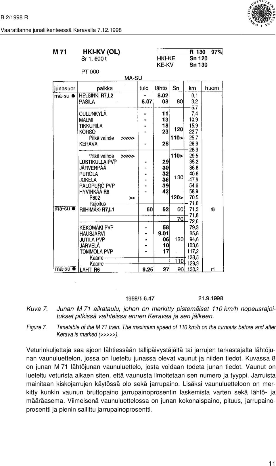 Veturinkuljettaja saa ajoon lähtiessään tallipäivystäjältä tai jarrujen tarkastajalta lähtöjunan vaunuluettelon, jossa on lueteltu junassa olevat vaunut ja niiden tiedot.