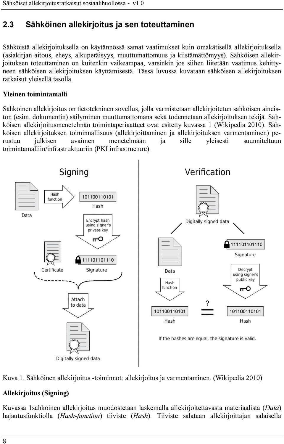 Tässä luvussa kuvataan sähköisen allekirjoituksen ratkaisut yleisellä tasolla.