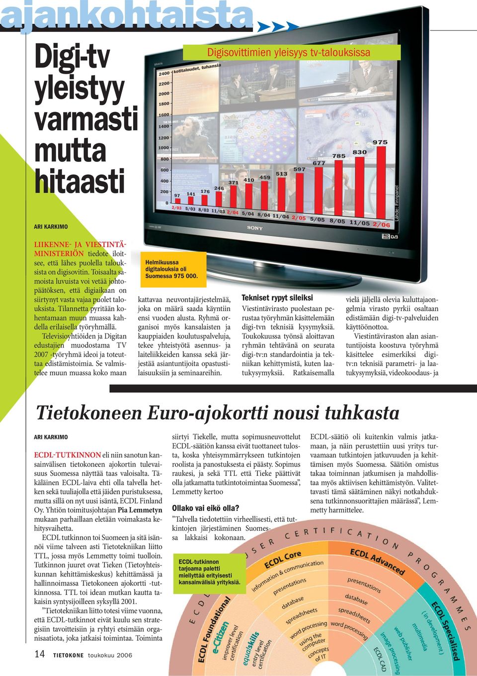 Tilannetta pyritään kohentamaan muun muassa kahdella erilaisella työryhmällä. Televisioyhtiöiden ja Digitan edustajien muodostama TV 2007 -työryhmä ideoi ja toteuttaa edistämistoimia.