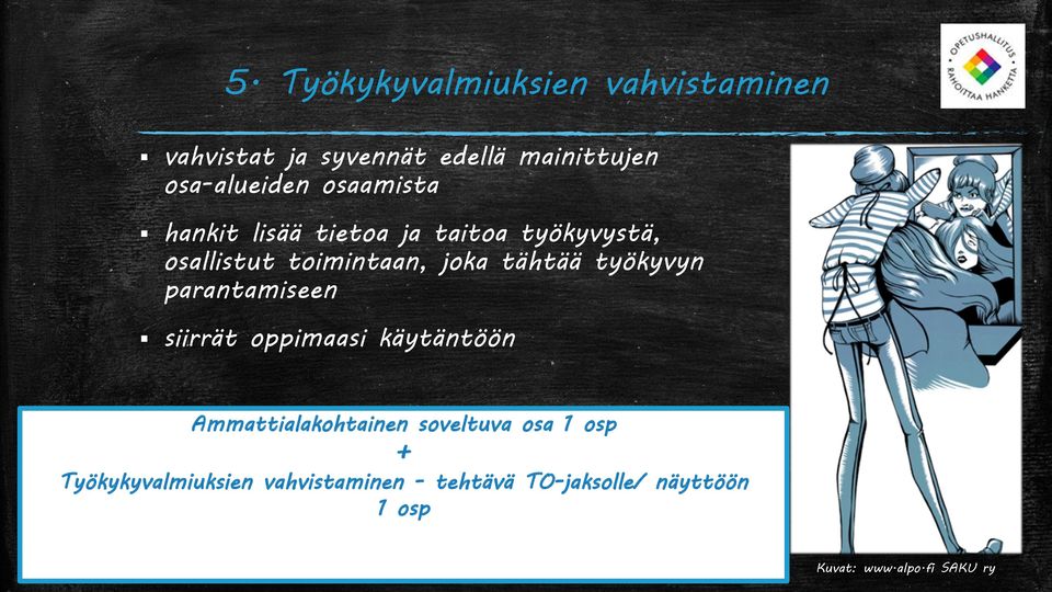 työkyvyn parantamiseen siirrät oppimaasi käytäntöön Ammattialakohtainen soveltuva osa 1 osp