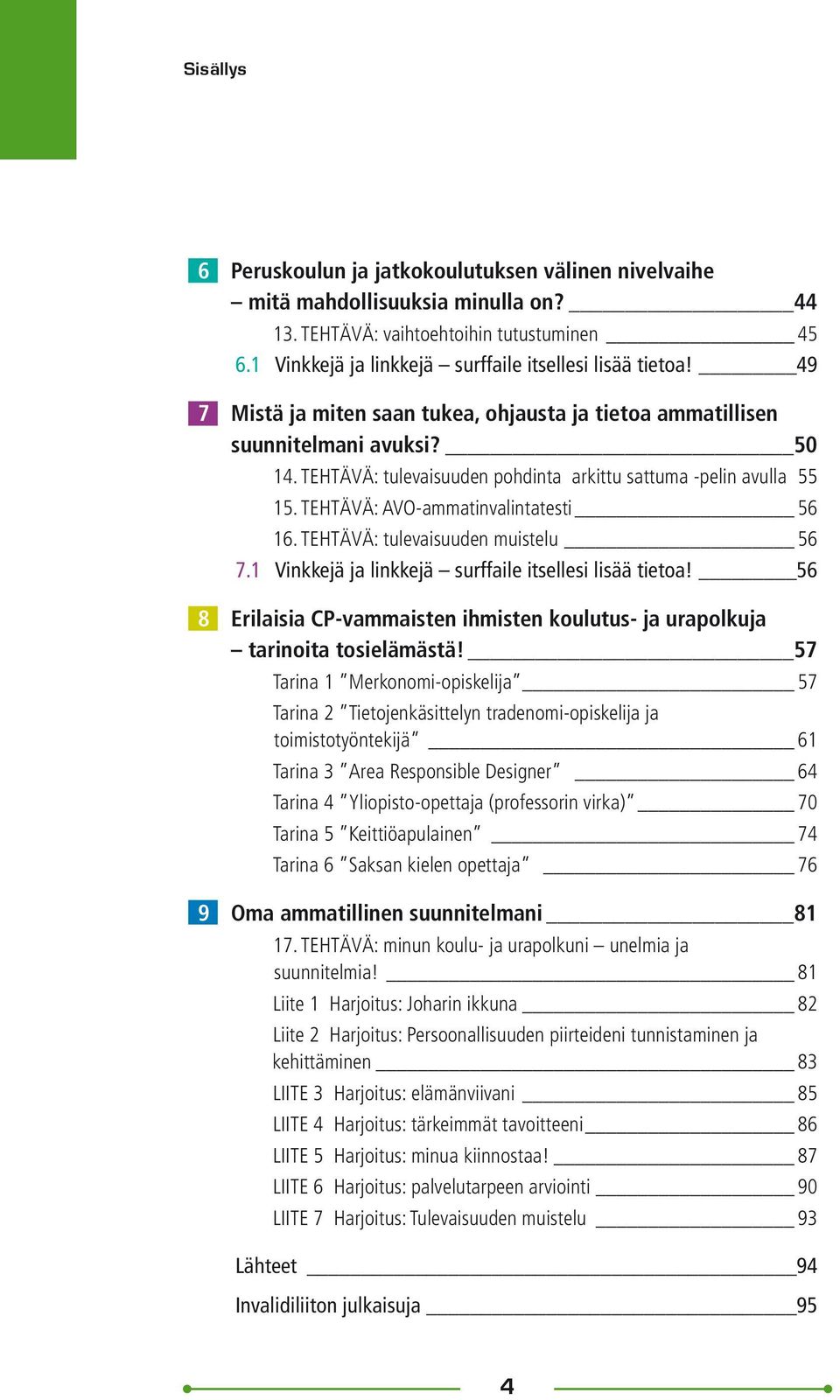 TEHTÄVÄ: tulevaisuuden pohdinta arkittu sattuma pelin avulla _55 15. TEHTÄVÄ: AVO-ammatinvalintatesti 56 16. TEHTÄVÄ: tulevaisuuden muistelu 56 7.