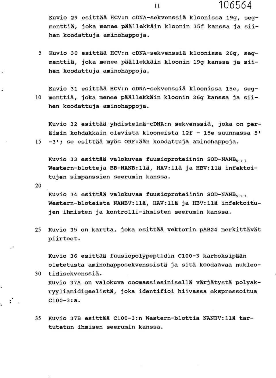 Kuvio 31 esittää HCV:n cdna-sekvenssiä kloonissa 15e, seg- 10 menttiä, joka menee päällekkäin kloonin 26g kanssa ja siihen koodattuja aminohappoja.