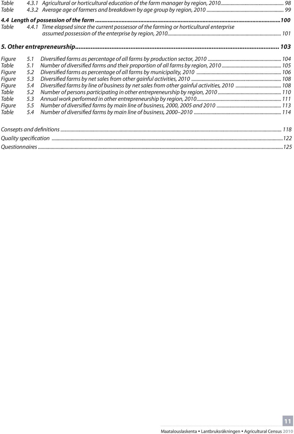 Other entrepreneurship... 103 Figure 5.1 Diversified farms as percentage of all farms by production sector, 2010... 104 Table 5.