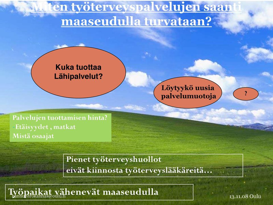 Palvelujen tuottamisen hinta?