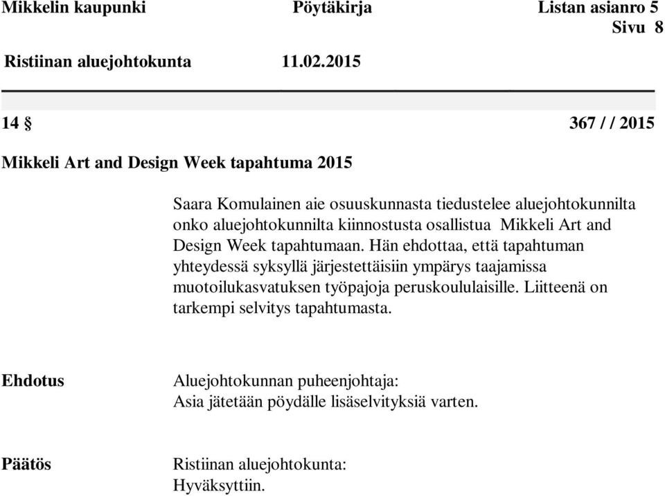 Design Week tapahtumaan.
