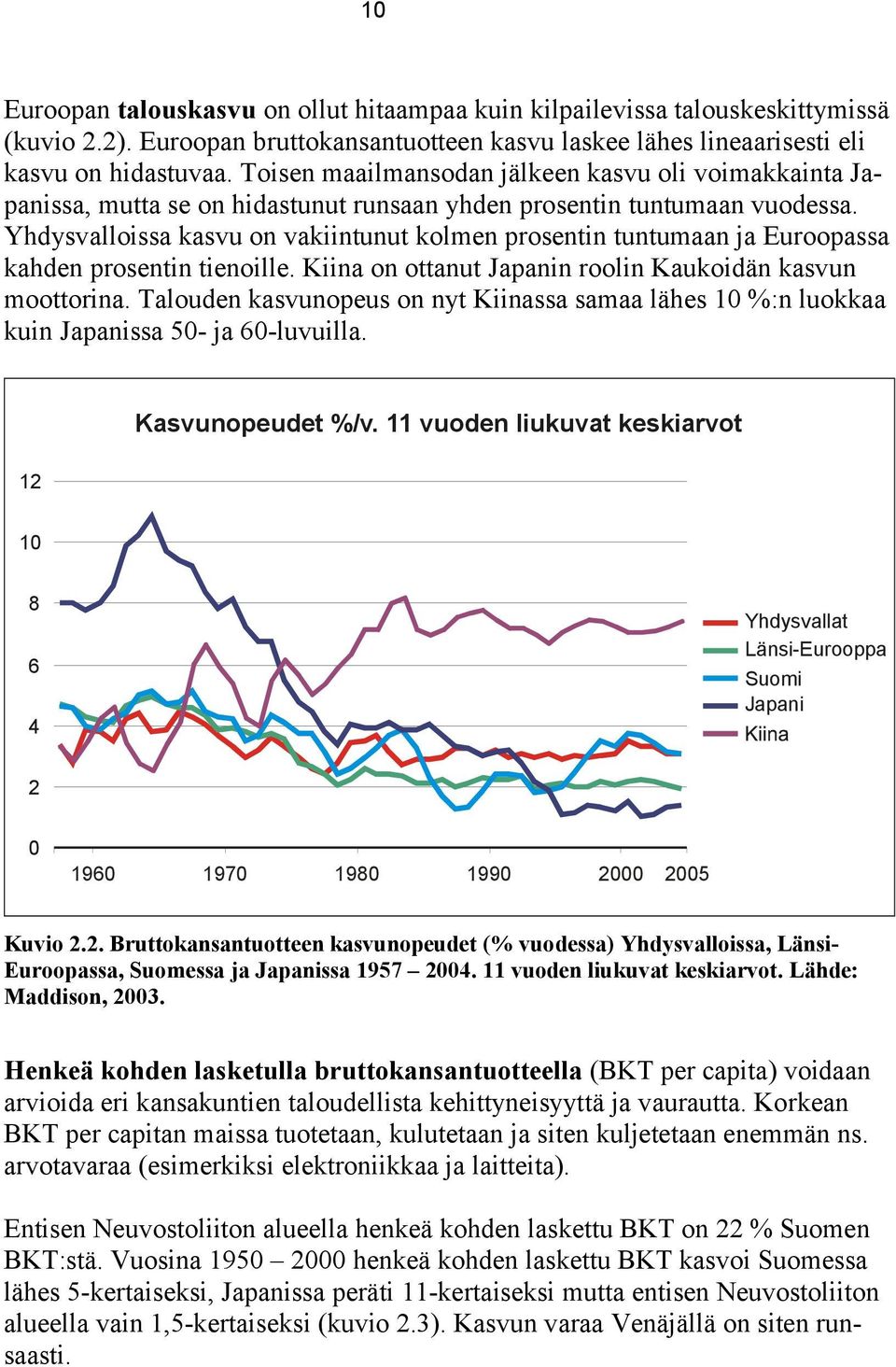 Yhdysvalloissa kasvu on vakiintunut kolmen prosentin tuntumaan ja Euroopassa kahden prosentin tienoille. Kiina on ottanut Japanin roolin Kaukoidän kasvun moottorina.