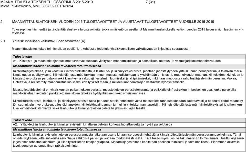 1. kohdassa todettuja yhteiskunnallisen vaikuttavuuden linjauksia seuraavasti: A1.