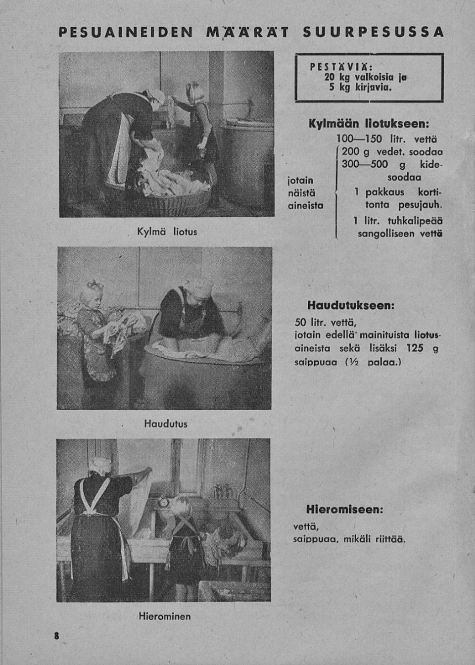 vettä ( 200 g vedet, soodaa 300 500 g kidejotain soodaa näistä 1 pakkaus kortiaineista tonta pesujauh. 1 litr.