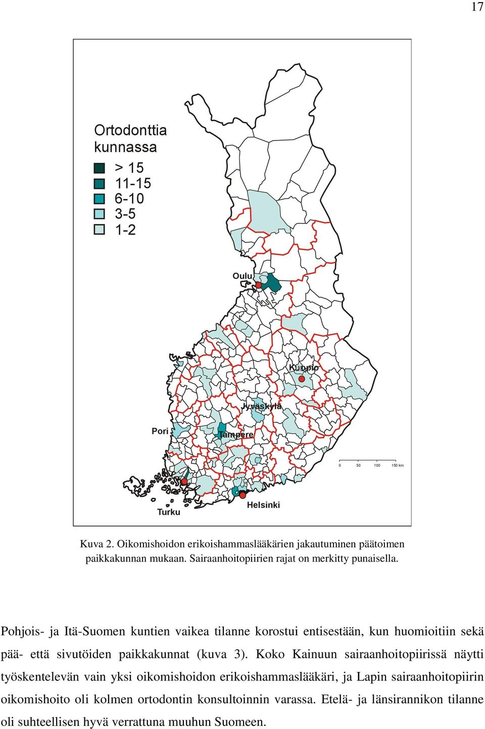 Pohjois- ja Itä-Suomen kuntien vaikea tilanne korostui entisestään, kun huomioitiin sekä pää- että sivutöiden paikkakunnat (kuva 3).