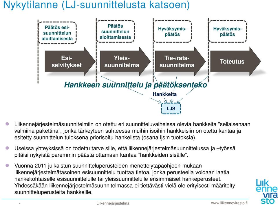 suhteessa muihin isoihin hankkeisiin on otettu kantaa ja esitetty suunnittelun tuloksena priorisoitu hankelista (osana ljs:n tuotoksia).