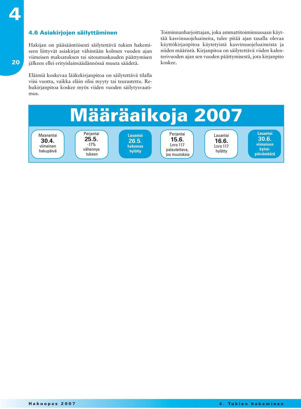 ellei erityislainsäädännössä muuta säädetä. Eläimiä koskevaa lääkekirjanpitoa on säilytettävä tilalla viisi vuotta, vaikka eläin olisi myyty tai teurastettu.