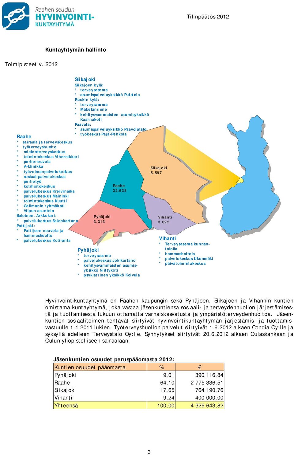 sosiaalipalvelukeskus * perhetyö * kotihoitokeskus * palvelukeskus Kreivinaika * palvelukeskus Maininki * toimintakeskus Kuutti * Gellmanin ryhmäkoti * Vilpun asuntola Saloinen, Arkkukari: *