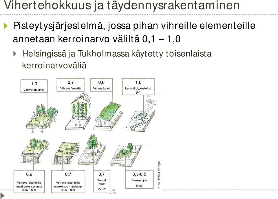 elementeille annetaan kerroinarvo väliltä 0,1 1,0