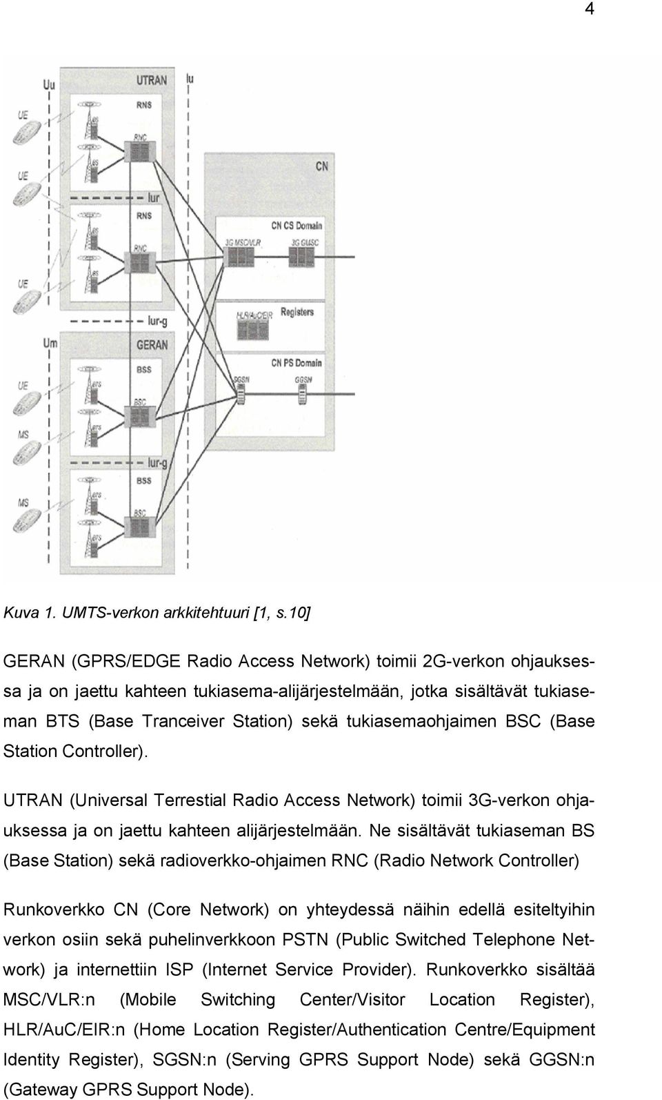 tukiasemaohjaimen BSC (Base Station Controller). UTRAN (Universal Terrestial Radio Access Network) toimii 3G-verkon ohjauksessa ja on jaettu kahteen alijärjestelmään.