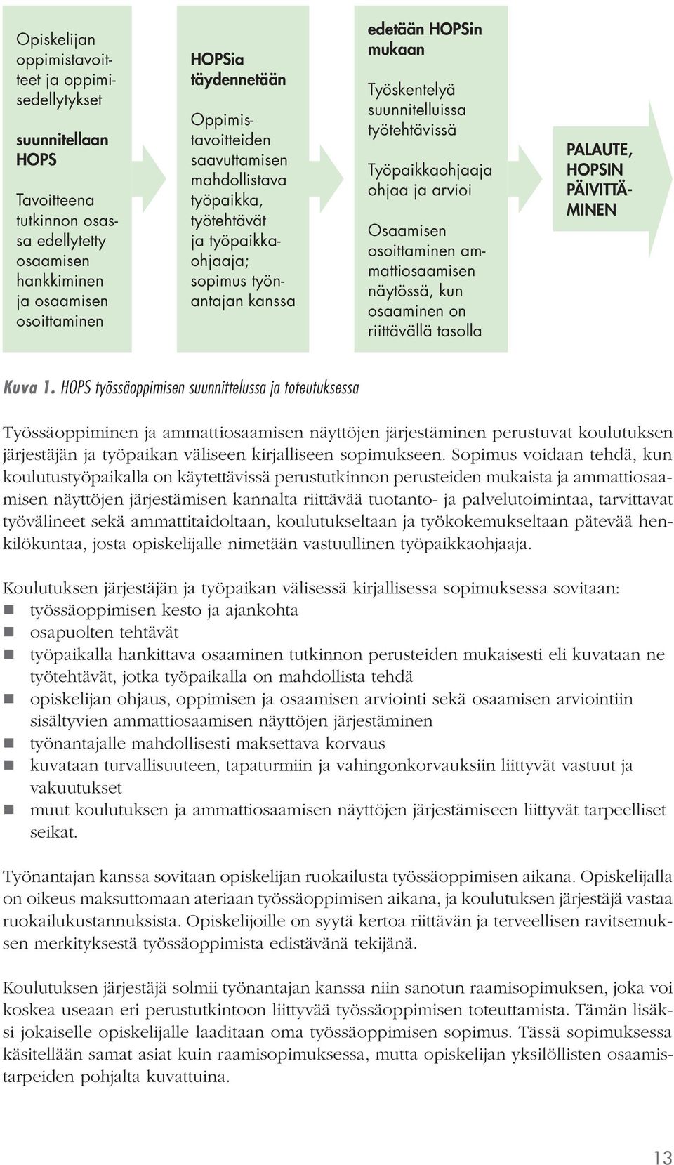 Työpaikkaohjaaja ohjaa ja arvioi Osaamisen osoittaminen ammattiosaamisen näytössä, kun osaaminen on riittävällä tasolla PALAUTE, HOPSIN PÄIVITTÄ- MINEN Kuva 1.