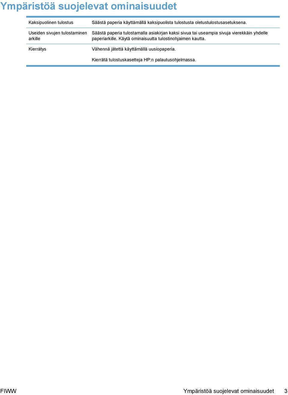 Säästä paperia tulostamalla asiakirjan kaksi sivua tai useampia sivuja vierekkäin yhdelle paperiarkille.