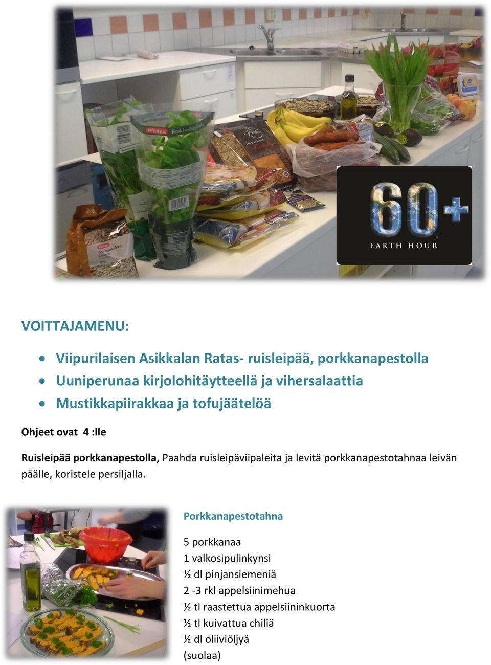 ruisleipäviipaleita ja levitä porkkanapestotahnaa leivän päälle, koristele persiljalla.