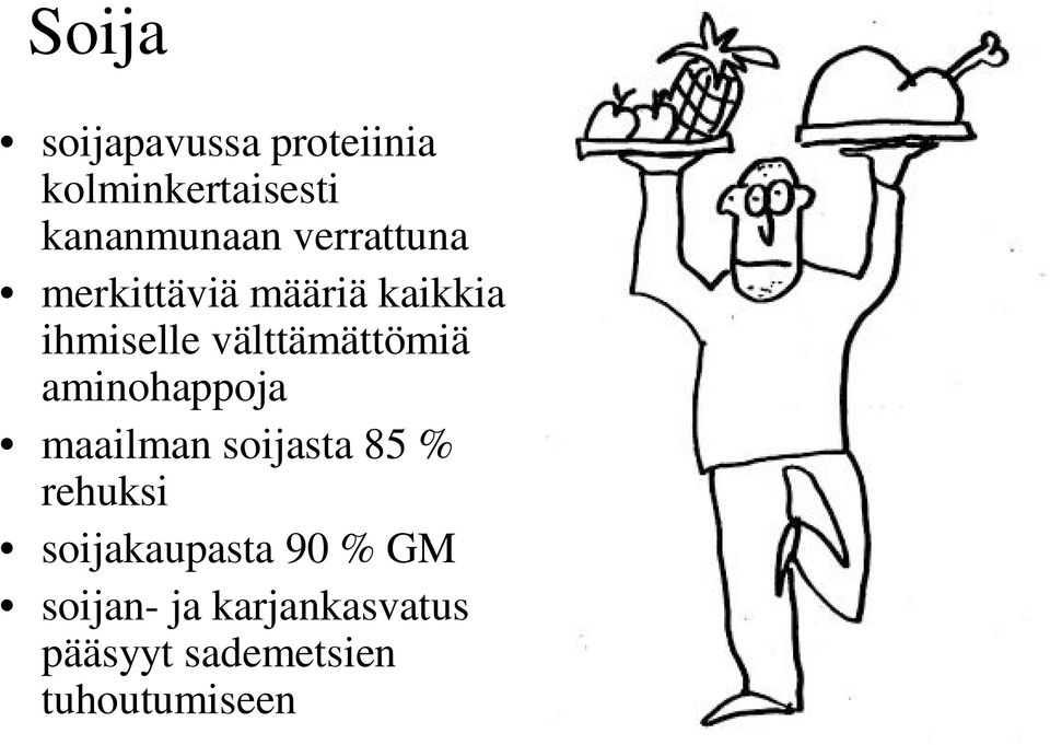 välttämättömiä aminohappoja maailman soijasta 85 % rehuksi