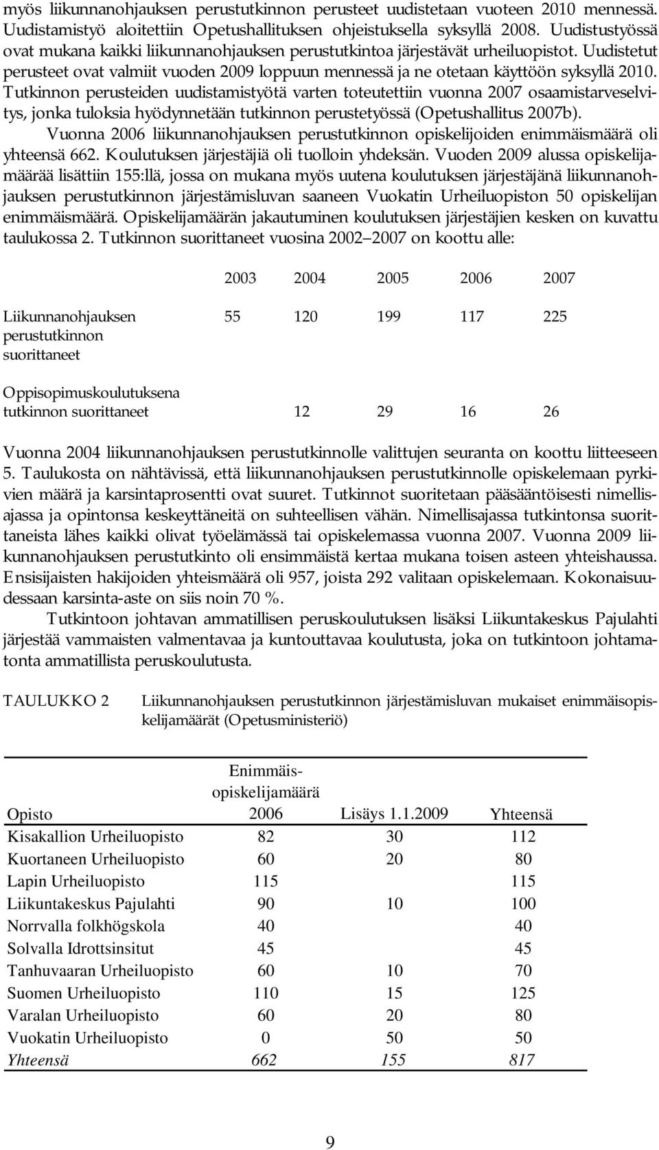 Tutkinnon perusteiden uudistamistyötä varten toteutettiin vuonna 2007 osaamistarveselvitys, jonka tuloksia hyödynnetään tutkinnon perustetyössä (Opetushallitus 2007b).