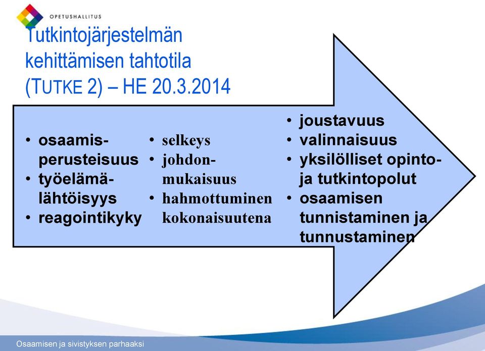 johdonmukaisuus hahmottuminen kokonaisuutena joustavuus valinnaisuus