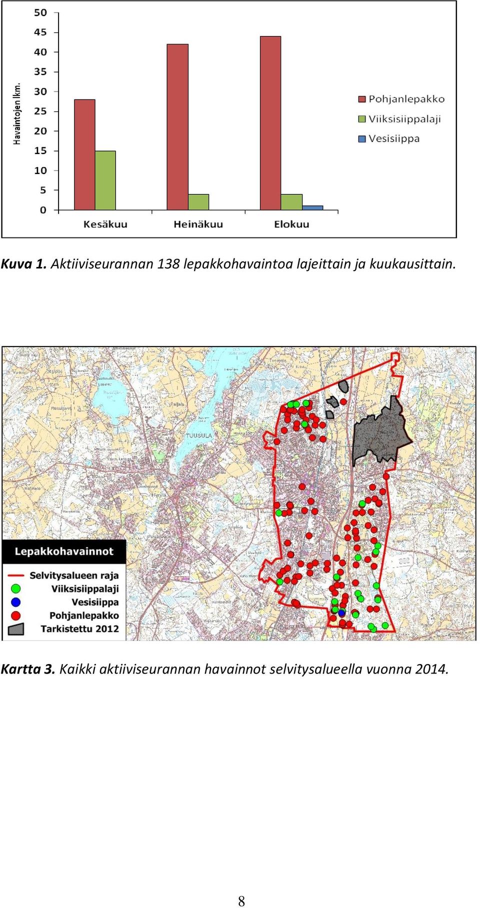 lajeittain ja kuukausittain. Kartta 3.