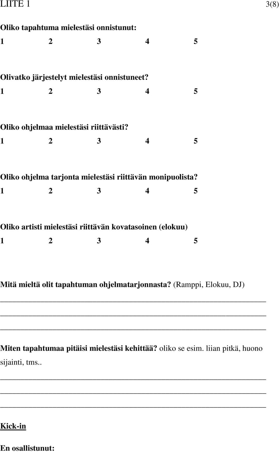 Oliko artisti mielestäsi riittävän kovatasoinen (elokuu) Mitä mieltä olit tapahtuman ohjelmatarjonnasta?
