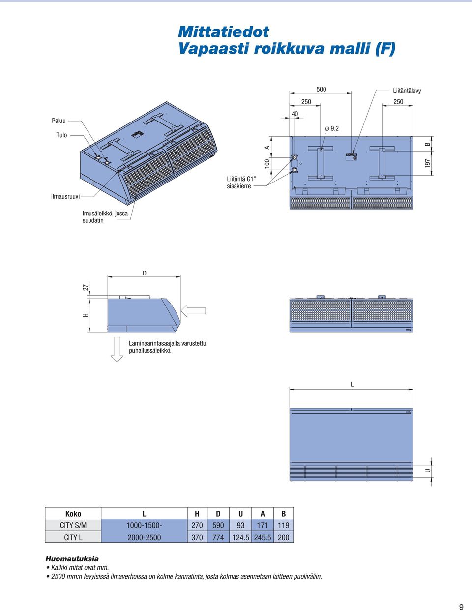 Laminaarintasaajalla varustettu puhallussäleikkö.