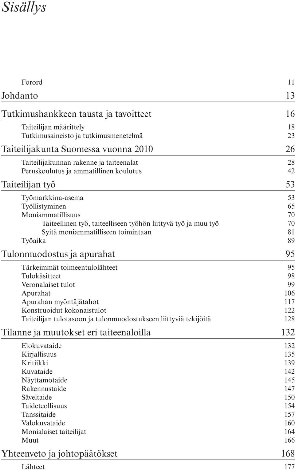 ja muu työ 70 Syitä moniammatilliseen toimintaan 81 Työaika 89 Tulonmuodostus ja apurahat 95 Tärkeimmät toimeentulolähteet 95 Tulokäsitteet 98 Veronalaiset tulot 99 Apurahat 106 Apurahan