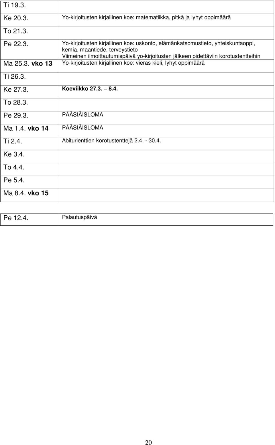 Yo-kirjoitusten kirjallinen koe: matematiikka, pitkä ja lyhyt oppimäärä To 21.3.