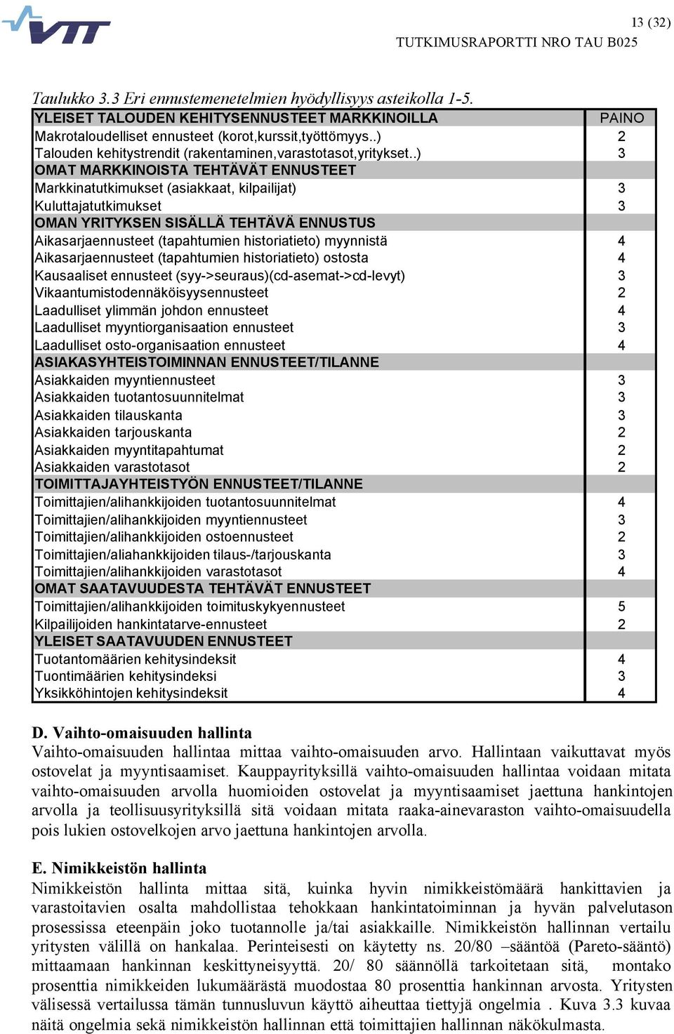 .) 3 OMAT MARKKINOISTA TEHTÄVÄT ENNUSTEET Markkinatutkimukset (asiakkaat, kilpailijat) 3 Kuluttajatutkimukset 3 OMAN YRITYKSEN SISÄLLÄ TEHTÄVÄ ENNUSTUS Aikasarjaennusteet (tapahtumien historiatieto)