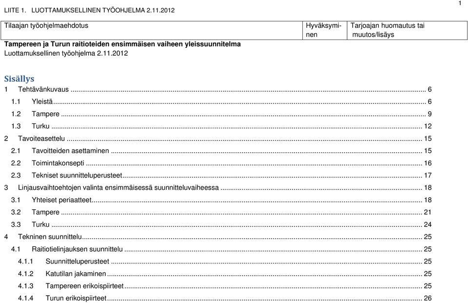 .. 17 3 Linjausvaihtoehtojen valinta ensimmäisessä suunnitteluvaiheessa... 18 3.1 Yhteiset periaatteet... 18 3.2 Tampere... 21 3.3 Turku... 24 4 Tekninen suunnittelu.