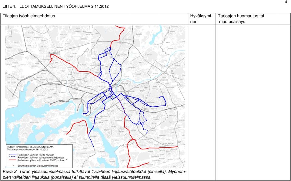 Turun yleissuunnitelmassaa tutkittavat 1.