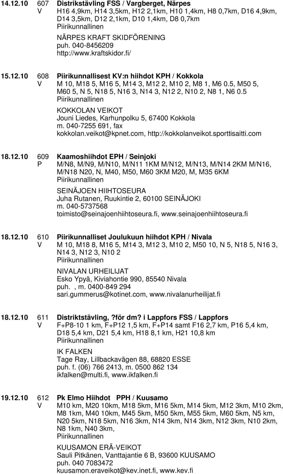 5, M50 5, M60 5, N 5, N18 5, N16 3, N14 3, N12 2, N10 2, N8 1, N6 0.5 KOKKOLAN EIKOT Jouni Liedes, Karhunpolku 5, 67400 Kokkola m. 040-7255 691, fax kokkolan.veikot@kpnet.com, http://kokkolanveikot.