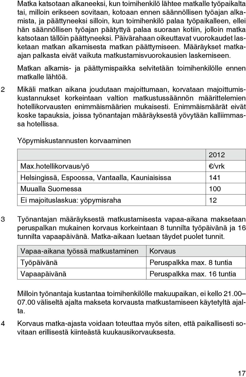 Päivärahaan oikeuttavat vuorokaudet lasketaan matkan alkamisesta matkan päättymiseen. Määräykset matkaajan palkasta eivät vaikuta matkustamisvuorokausien laskemiseen.