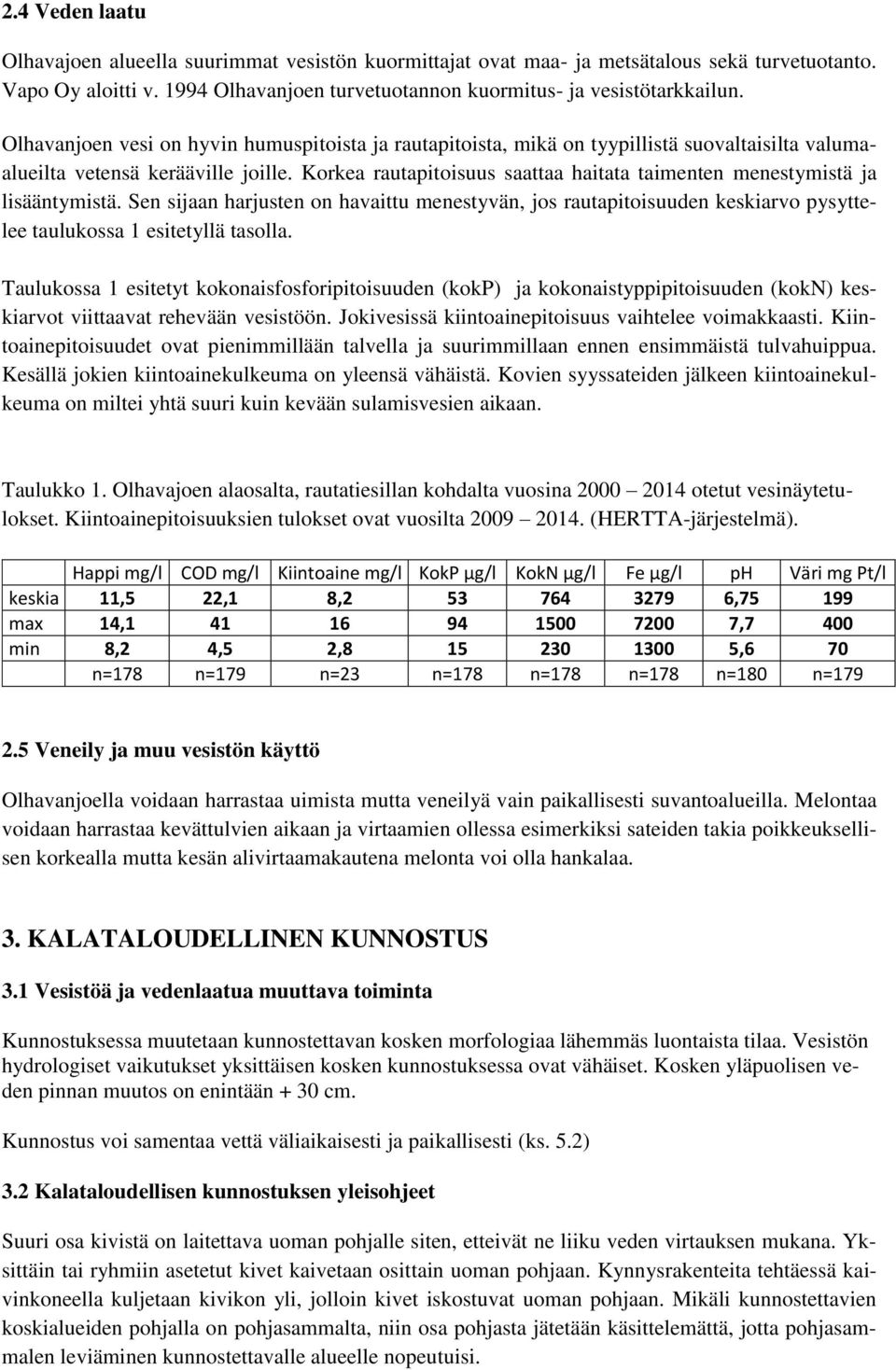 Korkea rautapitoisuus saattaa haitata taimenten menestymistä ja lisääntymistä. Sen sijaan harjusten on havaittu menestyvän, jos rautapitoisuuden keskiarvo pysyttelee taulukossa 1 esitetyllä tasolla.