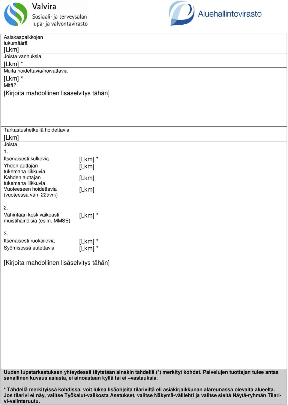 Vähintään keskivaikeasti muistihäiriöisiä (esim. MMSE) [Lkm] * 3.