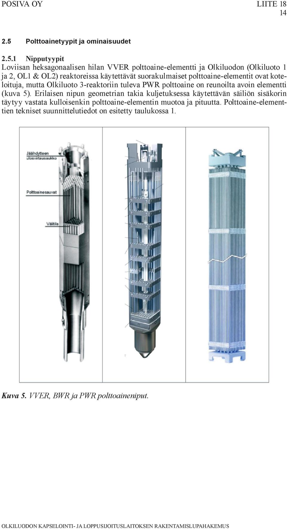 1 Nipputyypit Loviisan heksagonaalisen hilan VVER polttoaine-elementti ja Olkiluodon (Olkiluoto 1 ja 2, OL1 & OL2) reaktoreissa käytettävät