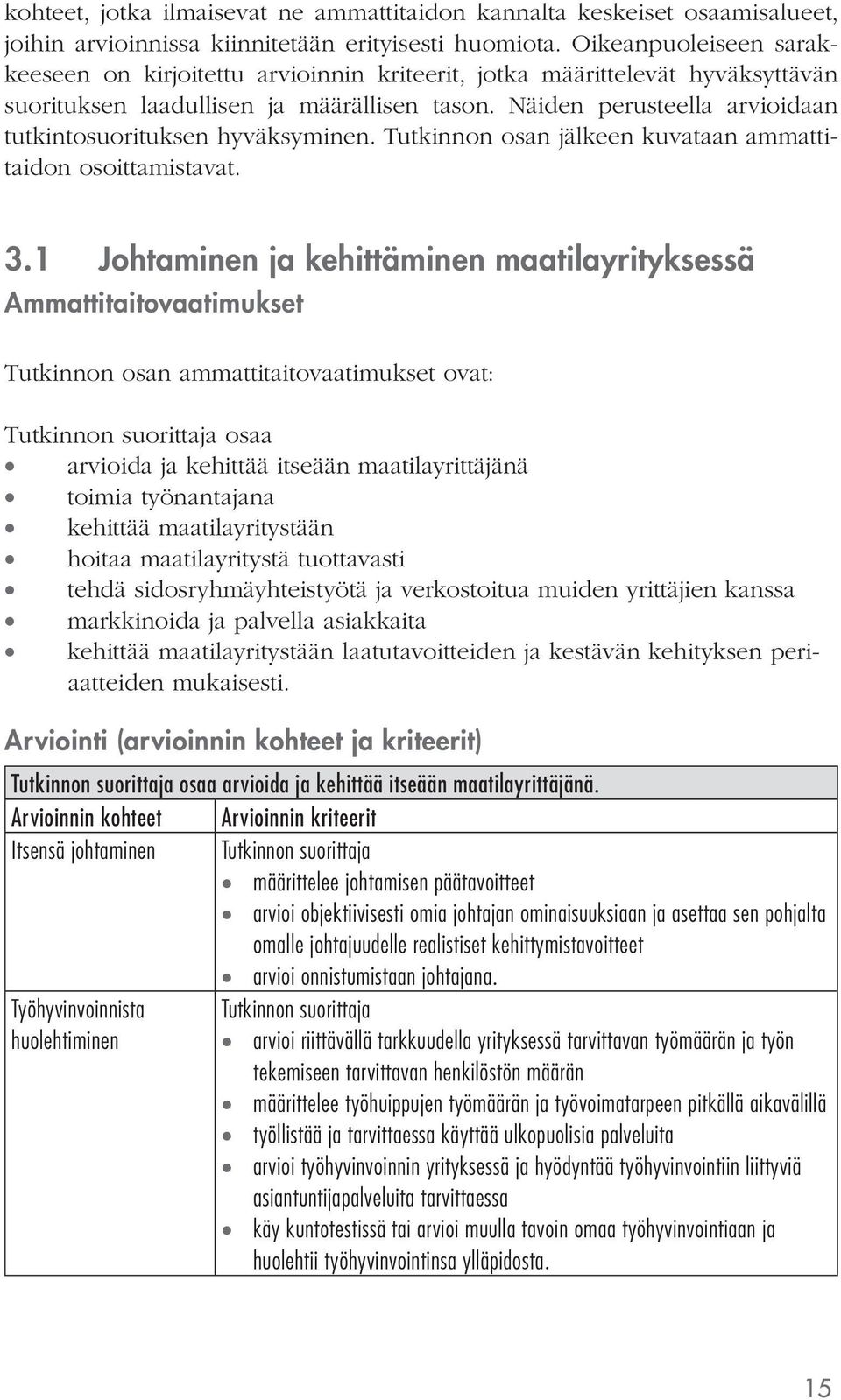 Näiden perusteella arvioidaan tutkintosuorituksen hyväksyminen. Tutkinnon osan jälkeen kuvataan ammattitaidon osoittamistavat. 3.