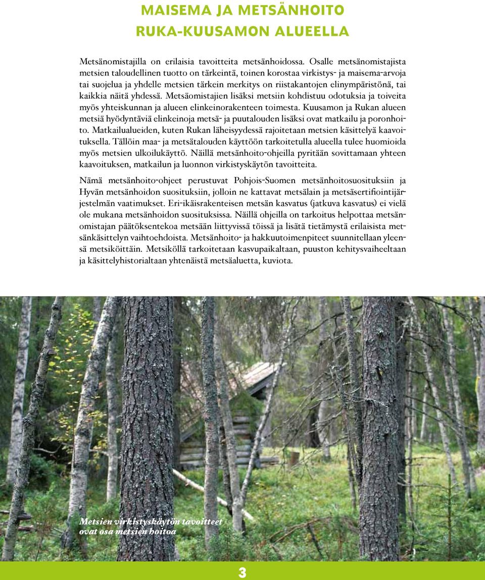 tai kaikkia näitä yhdessä. Metsäomistajien lisäksi metsiin kohdistuu odotuksia ja toiveita myös yhteiskunnan ja alueen elinkeinorakenteen toimesta.