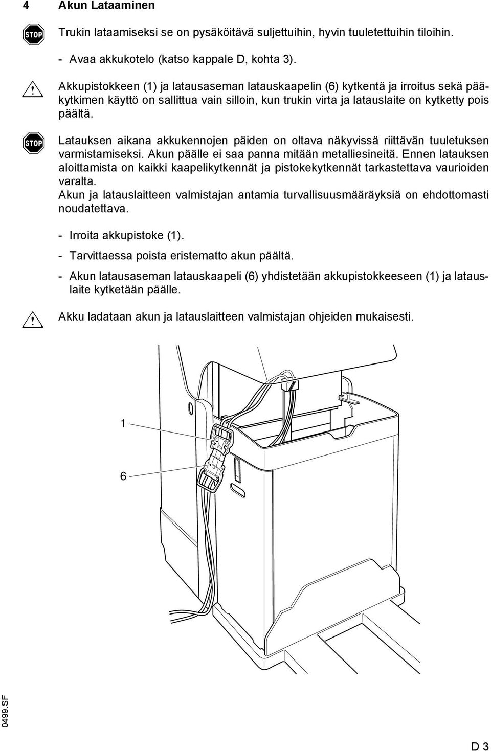 Latauksen aikana akkukennojen päiden on oltava näkyvissä riittävän tuuletuksen varmistamiseksi. Akun päälle ei saa panna mitään metalliesineitä.