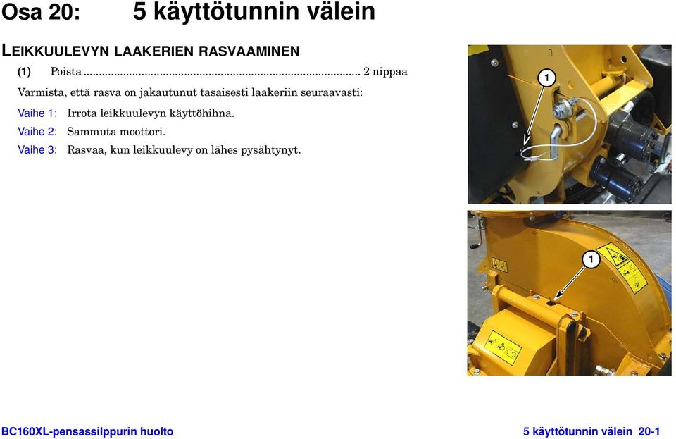 Vaihe 1: Irrota leikkuulevyn käyttöhihna. Vaihe 2: Sammuta moottori.